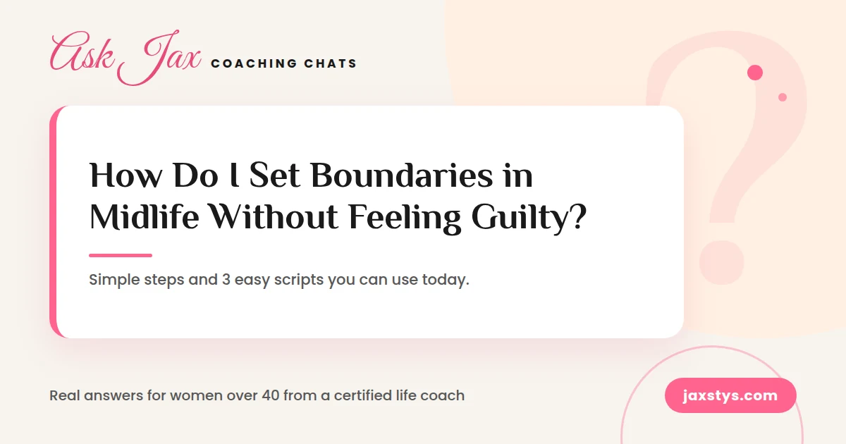 Ask Jax Coaching Chats graphic: How do I set boundaries in midlife without feeling guilty?